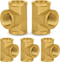 5-PCs HeSun Brass Pipe Fitting, 3/4" x 3/4" x 3/4" NPT Female Thread Tee