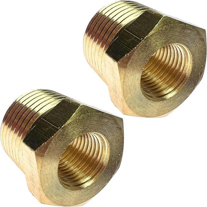 2pcs 3/8" NPT Male x 1/8" NPT Female Brass Reducer Hex Bushing Threaded Fitting Adapter by CX WONDERLAND