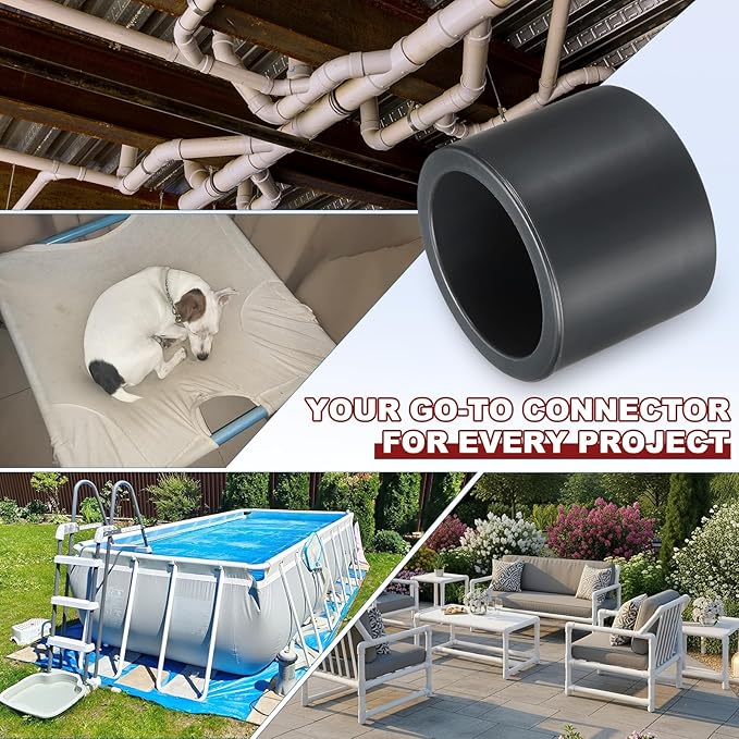 2Pcs 1 1/4" PVC External End Cap Fitting, SCH80 Furniture Grade PVC Pipe Plug Adapter, Pipe Cover Fittings for DIY Project, Irrigation System, Plumbing Framework, Garden Structures