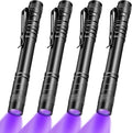 Honoson 4 Pieces UV Black Light Flashlight Small Blacklight Flashlights Pen Lights for Leak, Pet Urine, Hotel Inspection, Dry Stain and Dye Detector, 5.2 Inches Long