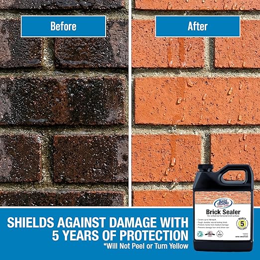 Rainguard Water Sealers Brick Sealer, Penetrating Protection Against Rain and Moisture Damage, for All Brick and Mortar Surfaces, Silane/Siloxane Waterproofer, Natural Finish, Makes 5 Gallons