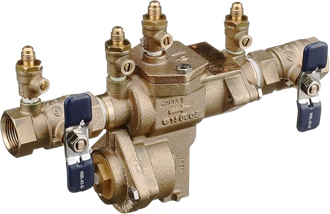 Febco LF860 Series 3/4" Lead-Free Bronze Reduced Pressure Zone Backflow Preventer Assembly, Quarter Turn Shutoff, Small Diameter, Spring-Loaded Check Valves, Water Line and Irrigation System
