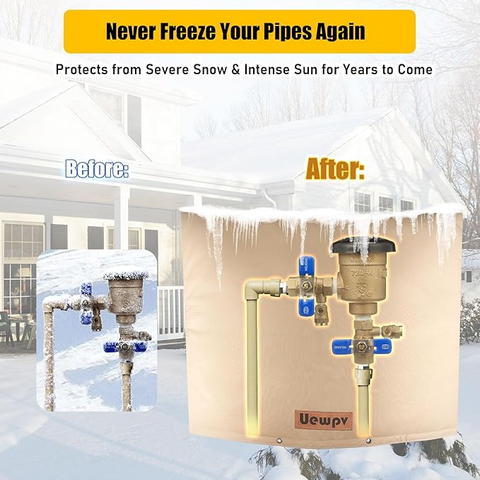 Backflow Preventer Cover Insulated-Sprinkler Covers for Outside-with Thicker 5 Layers Fabric,30" Wx24 H -Backflow Insulation Cover Protect Water Meters,sprinklers from Damage During Winter