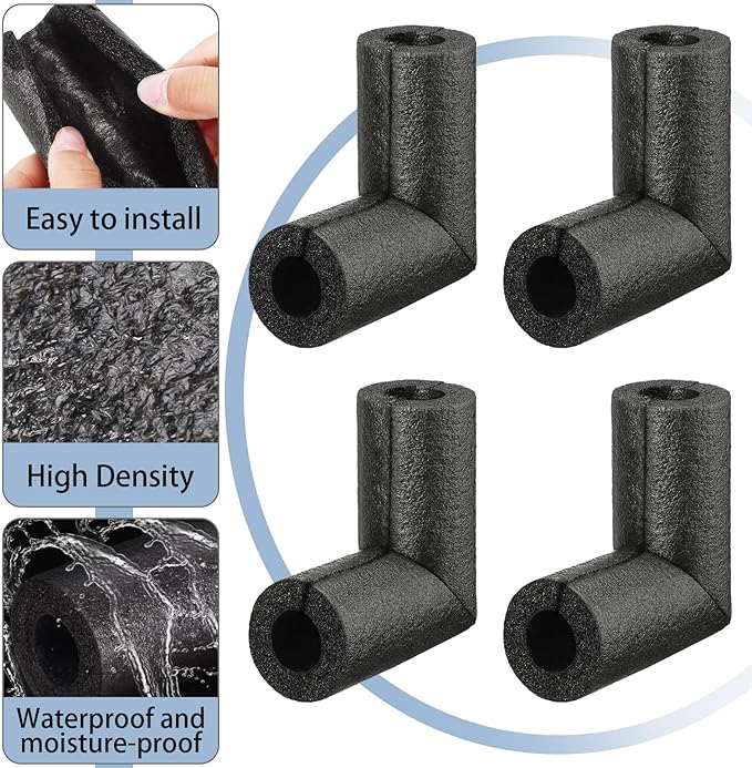 Frienda 12 Pack Pipe Insulation Foam Tube Elbow Insulation Tubing Elbows Water Freeze Protection Heat Preservation Foam Tube for Tubing Outdoor Water Pipe Protection (1 Inch,Stylish)