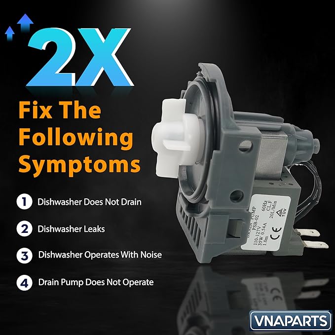 DD31-00005A Dishwasher Drain Pump Replaces DD81-01527A DW0005A For Samsung DMR57LFB DMR77LHB DMT800RHW DMT400 DMT300 DMR78A DMR77 DW80K7050US DW80R5060US DW80R5061UG DW80R5061US DW80R5061UT Dishwasher