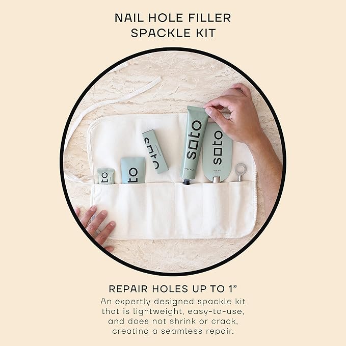 soto Small Hole Repair, White Spackle, 7-Piece Kit (No. 06 Gesso White) - High Strength Small Hole Repair Kit for use on: Walls, Drywall, Ceiling, Furniture, Cabinets