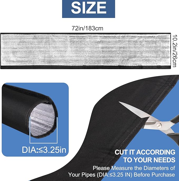 HVAC Copper Pipe Insulation Cover, 72''x10.2'' Outdoor Mini Split AC Heating System Line Foam Tube Protector Sleeve, Flexible Insulation Wrap for Central Air Conditioner and Heat Pump, Black 1PCS