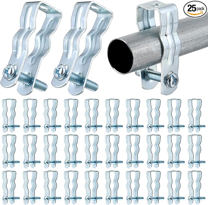 25 Pcs EMT Conduit Hanger with Bolt,Insulated Supports or Threaded Rods,Metal Galvanized Conduit Clamps Strut Straps and Hangers Rigid Pipe Fittings Mounting(1/2 Inch)