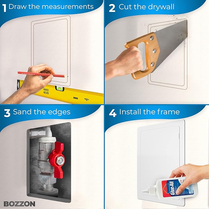 Access Panel for Drywall - 8x16 inch - Wall Hole Cover - Access Door - Plumbing Access Panel for Drywall - Heavy Durable Plastic White