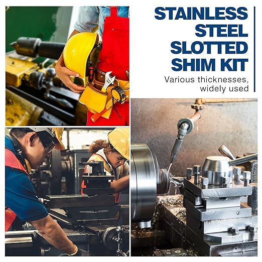 Shimeyao 260 Pcs Size B 3" x 3" Stainless Steel Slotted Shims Kit Metal Shims Stock for Leveling Assortment with Storage Box for Machinist Motor Door Shop Kit Replacement Pack