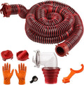 20FT RV Sewer Hose Kit: Heavy Duty Camper Waste Hose with Leak-Proof Swivel Fittings, 90° Clear Elbow, 4-in-1 Adapter, TPE Tech for Crush-Proof and UV-Resistant
