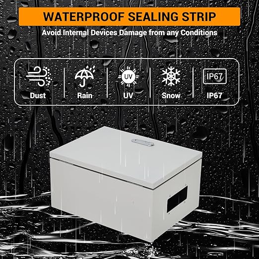 Outdoor Electrical Box, 14"x10"x6" NEMA 4X Steel Enclosure, IP67 Waterproof & Dustproof, Lockable Electrical Junction Box with Mounting Plate and 2 Keys, Indoor and Outdoor Use