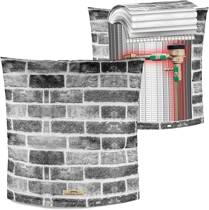 Backflow Preventer Cover Insulated (5˚F) - 24" W x 24" H Backflow Cover for Winter Pipe Freeze Protection - Sprinkler Covers for Outside - Double Wall Insulation Cover Brick Grey