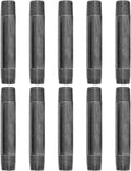 PIPE DÉCOR 1/2" x 4.5" Malleable Cast Iron Pipe Nipple, Pre Cut Connectors, Industrial Steel Grey Fits Standard Half Inch Black Threaded Pipes Nipples and Fittings, Vintage DIY Furniture, 10 Pack