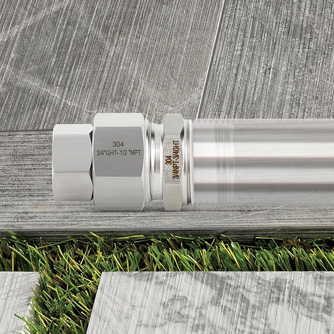 TAISHER 5PCS 304 Stainless Steel Garden Hose Adapter, 3/4" GHT Female x 1/2" NPT Female Garden Hose Connector with Washers