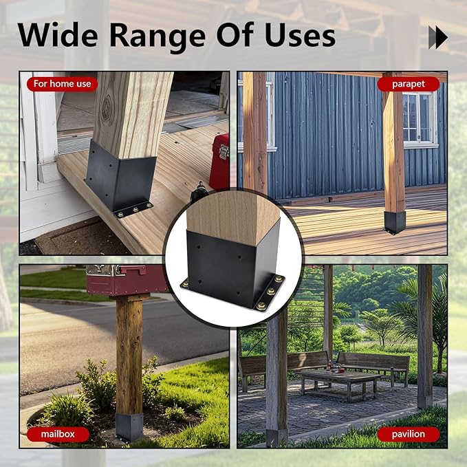 (2 Pack) 6x6 Post Bracket(Acturl 5.6 x5.6) Heavy Duty Adjustable Wood Fence Anchor Base Brackets, for Deck Railing, Deck Post, Pergola Post Brackets