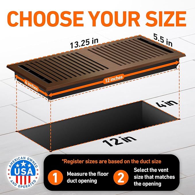 4X12 Floor Vent Covers Floor Register with Mesh Cover Trap, Heat and Air, Walkable Metal Floor Register for HVAC Duct, Contemporary, Oiled Bronze