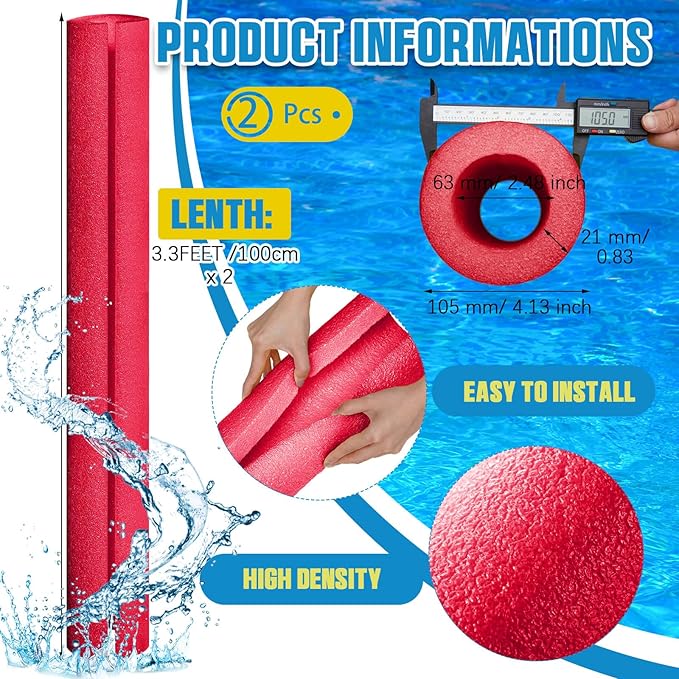 Hanaive 6 Pcs 40 x 4.1 Inch Jumbo Pool Noodles Pre Slit Clamp Foam Protection Insulation Tubes for Padding Large Foam Tube for Swimming Floating Craft Projects Padding Bumper(Red)
