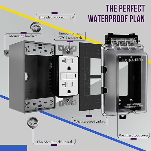 ENERLITES Weatherproof Outlet Box with Three 1/2-in Threaded Outlets, Outdoor Electrical Box, 3 Holes 0.50” Each, 1-Gang, 4.57” Height x 2.83” Length x 2.05” Depth, EN1350