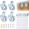Feekoon 6 Pcs Sliding Closet Door Hardware Kit, Closet Door Rollers with Adjustable Floor Guide & Heightening Pads, Wardrobe Rollers Replacement for 3/4" to 1-3/8" Thick Top Hung(Semicircle)