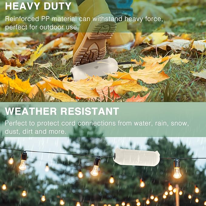 Flemoon 4-Piece Outdoor Waterproof Electrical Box Set – 12.5" x 8.5" x 5" Large Electrical Box & 3 pcs 7.1" x 2.3" x 2.3" Extension Cord Covers for Power Strips, Outlets, Holiday Lights, White