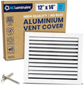 12x14 Inch (Duct Opening) Aluminum 1-Way Air Flow Vent – HVAC Vent Cover for Wall or Ceiling – Quiet HVAC Wall Register with Multi-Shutter Damper – Adjustable Curved Blade - Plastic Seal for Tight Fit
