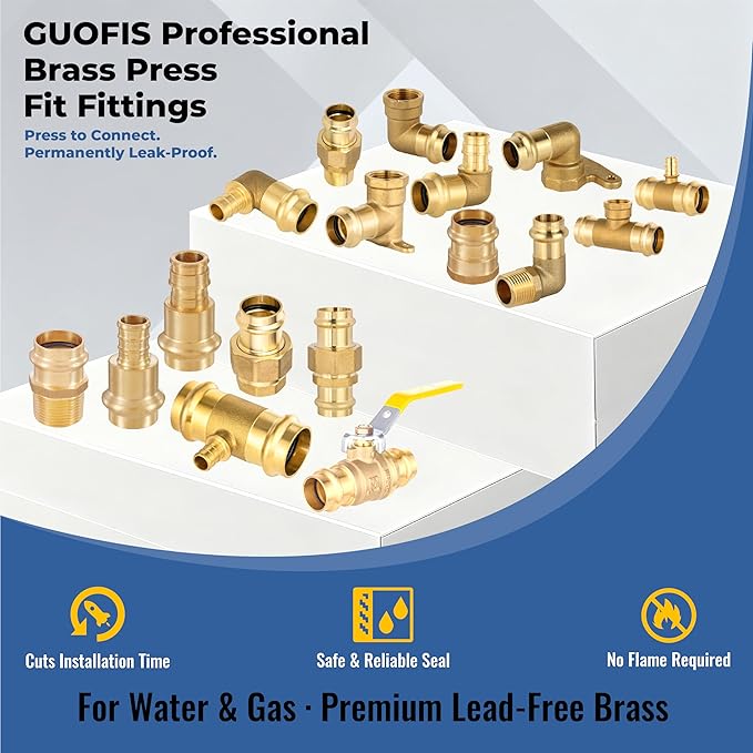 3/4-Inch Copper Press X Press Ball Valve for Copper Tubing,Brass Full Port Water Stop Shut Off Ball Valve,1/4 Turn with EPDM O-ring(Pack of 20)(VALVE243-20Pack)