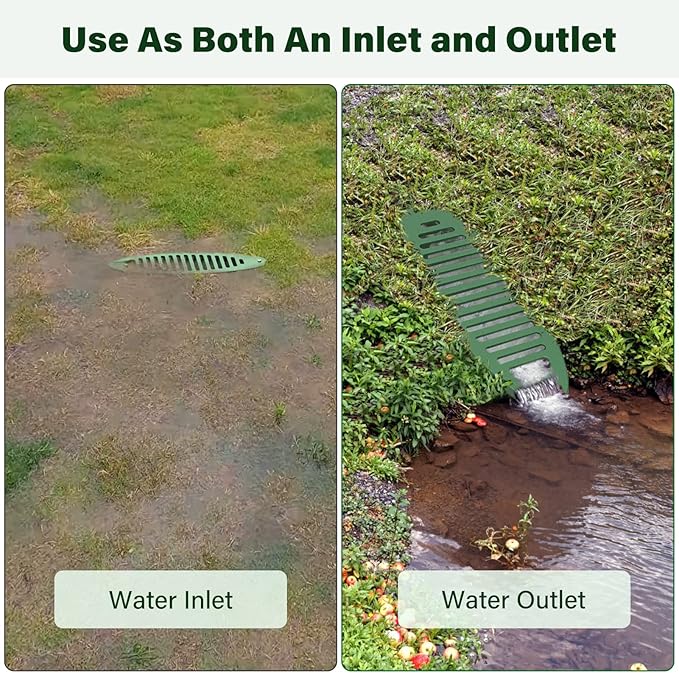 4 in. Green Angled Drainage Grate Yard Drain, Yard Drain Emitter for Sump Pump Discharge & Downspout Extensions, Protect Home Foundation & Reduce Stagnant Water, Compatible with 4-Inch Connections