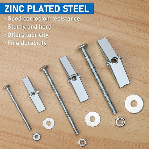 100pcs Heavy Duty Drywall Anchors and Screws, 25 Sets Toggle Bolts and Wing Nuts Set for Hanging Lamps Heavy Items 1/8" 14 Sets, 3/16" 6 Sets, 1/4" 5 Sets