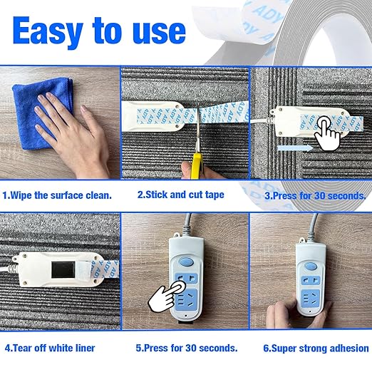 ADY Removable Double Sided Tape Heavy Duty 1in x 20ft,Clear Nano Adhesive Mounting Tape for Walls,Damage Free Picture Hanging Adhesive Strips for Rent Room, Poster Stick Transparent Tape