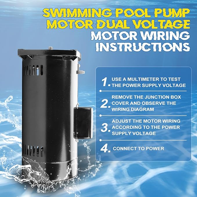USQ1202 Pool Pump Motor 2HP, Fit for A.O. Smith/Century Pool and Spa Pump Motor, 3450 RPM, 48Y Frame, 230V, 10.4 Amps, Swimming Pool Motor