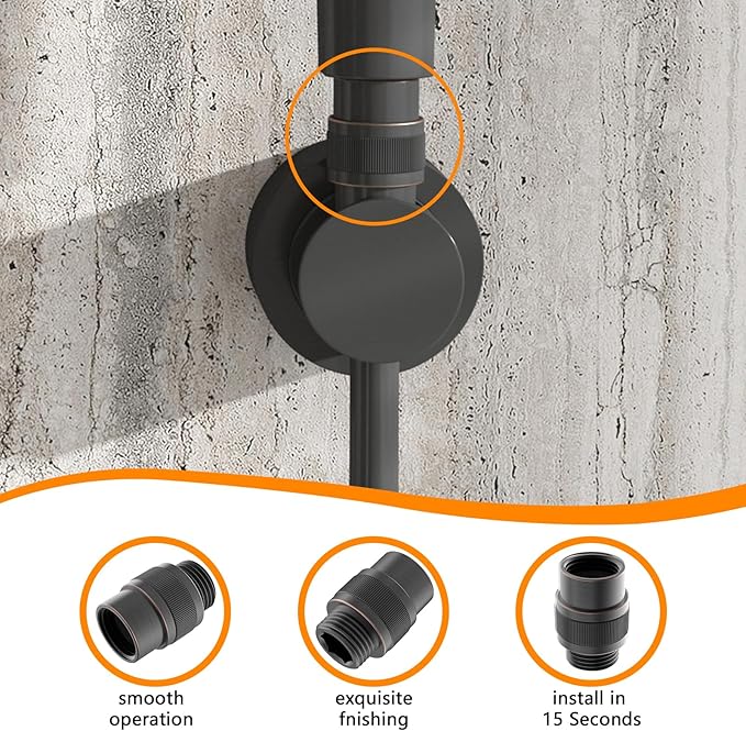 Shower Head Shut Off Valve G1/2'' Shower Flow Control Valve Brass Shut Off Valve for Handheld, Shower Arm or Bidet Sprayer(Oil Rubbed Bronze)
