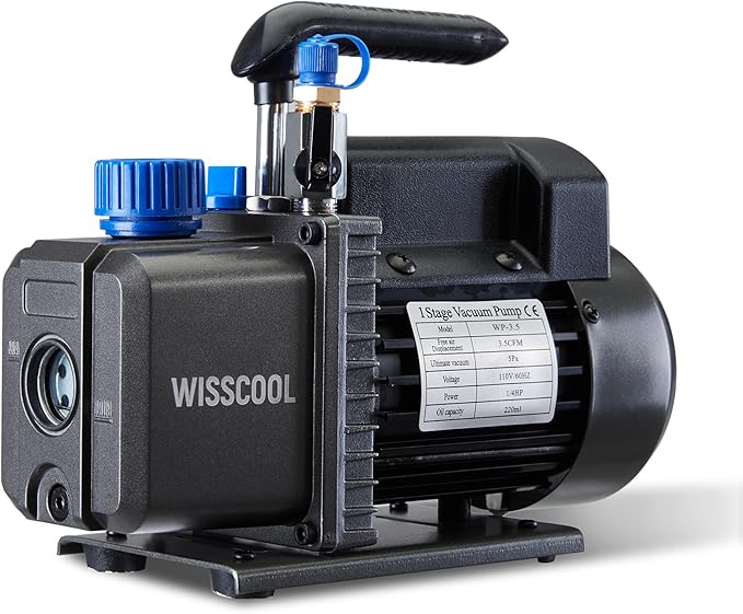 3.5CFM Vacuum Pump for HVAC, 1/4HP 110V Single Stage Air Conditioning Vacuum Pump for R12 R22 R134a R410a R502 System with Oil