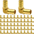 50 Pack 1/2" PEX Fittings, Brass Elbow Fittings, for PEX Tubing Pipe
