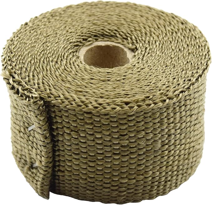 DOBTIM Fireproof Pipe Wrap Insulation 2" Wide X 16' Long, Fiberglass Heat Shield Tape Pipe Webbing for Stove Flue Protector with 2 Clamps, Titanium