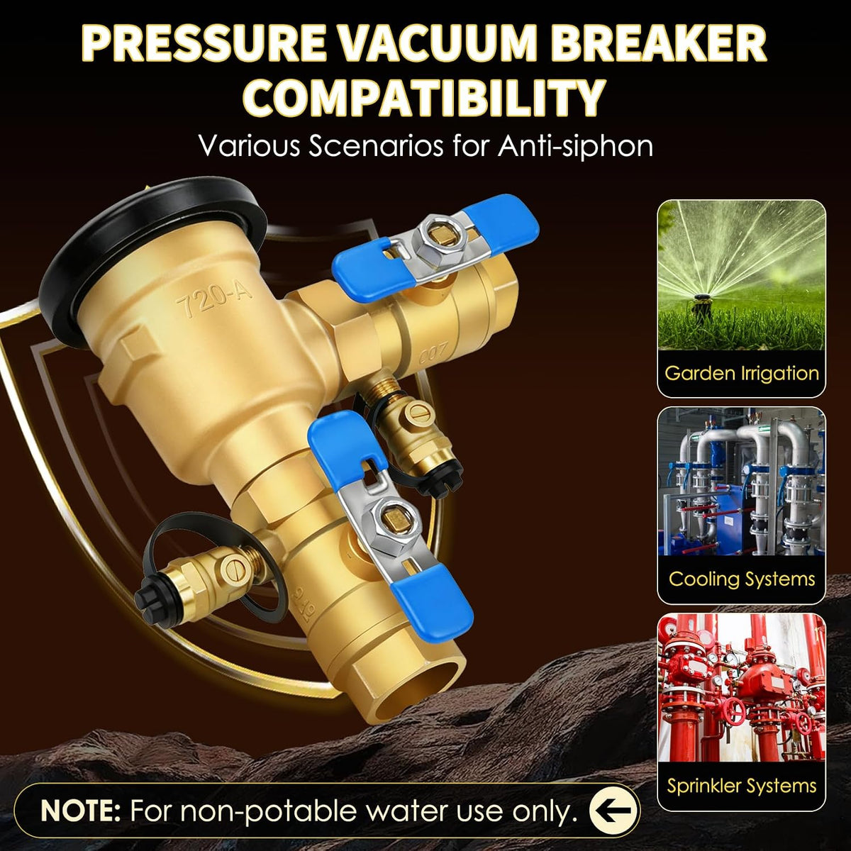 【UPC® Certified】1" Pressure Vacuum Breaker Assembly, Metal Top Cover, Thickened Brass Backflow Preventer Valve, Anti-Siphon Valves for Irrigation and Outdoor Sprinkler Systems, MAX 400PSI