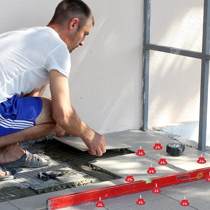 Professional Tile Leveling System Kit，Anti-Loosening Spacers/Wall, Bathroom Tiling - 1/8" Precision Alignment & Grout Spacing Tools(100caps+300base, 1/8)