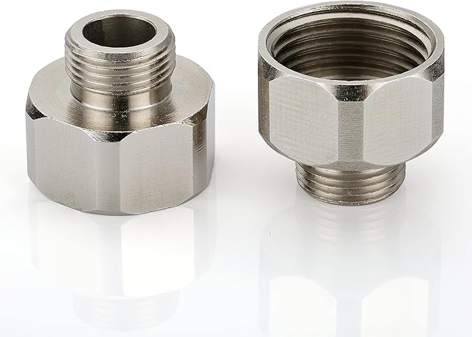 G 1/2 Female to 3/8 Male COMP Reducer Adapter, Brass Pipe Fittings Water Hose Adapter, Compression Fitting for Kitchen Bathroom Faucet, Pipe Connector with Rubber Washer,(2 Pack)