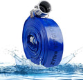 ZYfire Backwash Hose - 2" x 100 FT PVC Lay Flat Discharge Hose with Aluminum Camlock C & E Fittings Heavy Duty Reinforced Pump Discharge Hose Weather and Burst Resistant for Pool Drain, Sump Pump