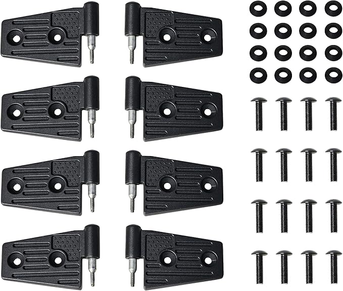 JK Door Hinges for Jeep, Replacement Original Factory Door Hinge Sleeve for 2007-2018 Jeep Wrangler JK JKU Rubicon Sahara Sports Accessories 4 Door, Aluminum, 8 Pcs, Black