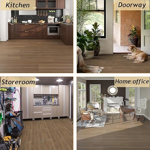 Freshtour Vinyl Flooring Roll, Versatile Removable PET Leather-Like Floor Covering, Waterproof & Durable, Easy Tape Installation, Cost-Effective for Any Room, Nature Oak/ 107.6 Sq.ft (39.3" x 393.7")