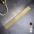 Linear Shower Drain 32 Inch Rectangular, Brushed Gold Shower Drain, 51L/Min Fast Drainage SUS-304 Stainless Steel Floor Linear Drain, US Standard CUPC Certified, Zirconium Gold, SD-112-32ZG