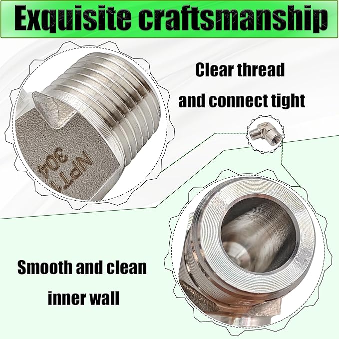 1/8" NPT Female x 1/8" NPT Male 90 Degree Street Elbow Pipe Fitting, 304 Stainless Steel Forged Barstock Street Elbow Adapter, Heavy Duty 5800PSI Pipe Fitting Connector (male x female,1/8")