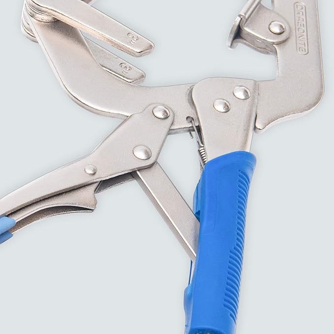 DRAGONITE 10 inch Welding Pipe Plier, Locking C-clamp with Large adjustable V Pads, Fast Release and Ergonomic Grip, Clamping 1”, 2” and 3" three different thicknesse