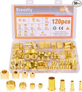 Brass Compression Sleeve Ferrule, Insert and nuts 120pcs 4 Sizes(1/4", 3/8", 5/16", 1/2") Compression Fittings Assortment kit used to connect lines for air,water,fuel,oil and inert gases