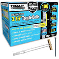 TOGGLER SNAPTOGGLE Heavy-Duty Drywall Toggle Bolt – 3/16"-24 UNC Zinc-Plated Anchor for Hollow Walls, Plaster & Tile – Holds 238 lbs in 1/2" Drywall, Easy Install – 100 Pack (W/Roundhead Bolts)