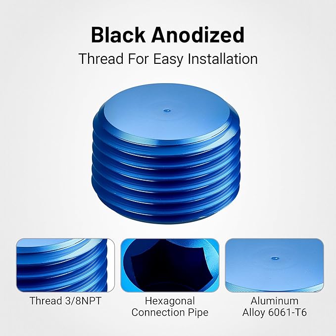 EVIL ENERGY 3/8" NPT Plugs Aluminum Socket Allen Head Blue, Pack of 2