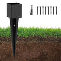 1 Pack 4x4 Fence Post Anchor Ground Spike – Heavy Duty 24" Metal Post Base (Fit 3.6"x3.6") Black Powder-Coated for Mailbox, Deck, Fence, Railing