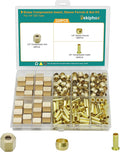 220PCS 1/4" Brass Compression Sleeves Ferrules Inserts Nuts Assortment Kit for Air Water Fuel Oil Line Connection and Inert Gases