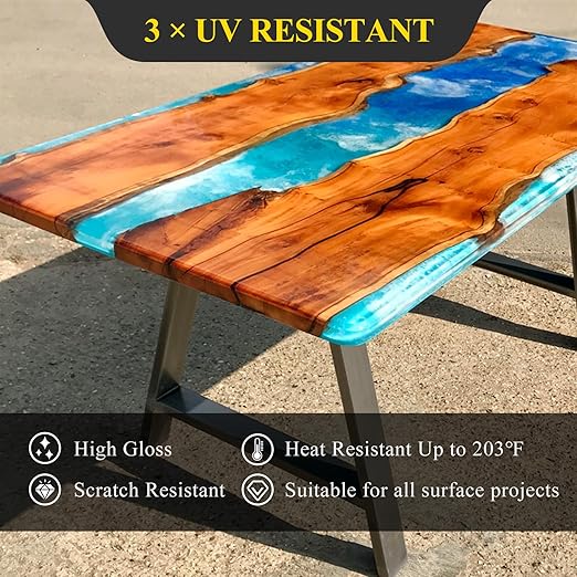 32OZ 3×UV Resistant Resin Kit,No Bubble & Crystal Clear Epoxy Resin for Coating, Casting, Table Top,DIY, Bar Top, River Tables, Resin Art, Wood with High Gloss Finish